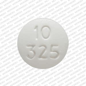 10 325 white pill - Pill with imprint RP 7.5 325 is White, Round and has been identified as Acetaminophen and Oxycodone Hydrochloride 325 mg / 7.5 mg. It is supplied by Rhodes Pharmaceuticals L.P. Acetaminophen/oxycodone is used in the treatment of Chronic Pain; Pain and belongs to the drug class narcotic analgesic combinations .